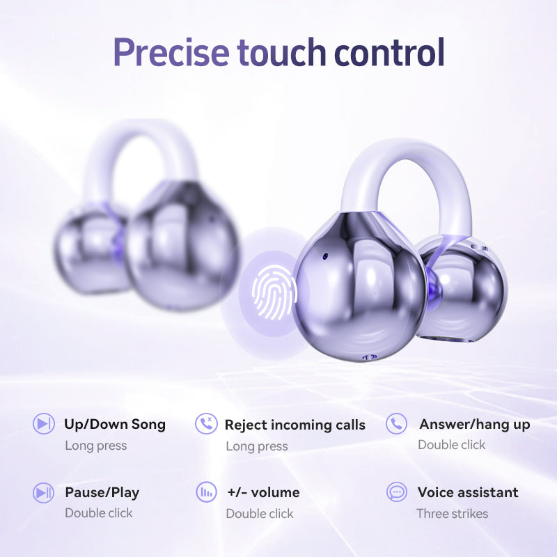 Ear Clip Sports Earphones Hi-Res Audio Lossless Sound Quality Wireless Earbuds with Spatial Stereo Sound and HD Voice Call