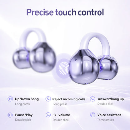 Ear Clip Sports Earphones Hi-Res Audio Lossless Sound Quality Wireless Earbuds with Spatial Stereo Sound and HD Voice Call