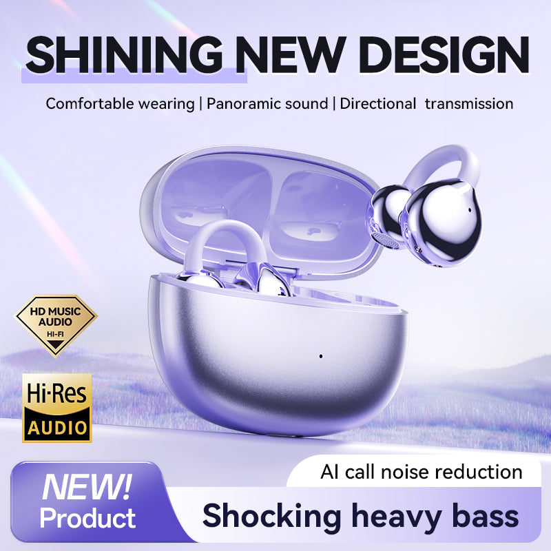 Ear Clip Sports Earphones Hi-Res Audio Lossless Sound Quality Wireless Earbuds with Spatial Stereo Sound and HD Voice Call