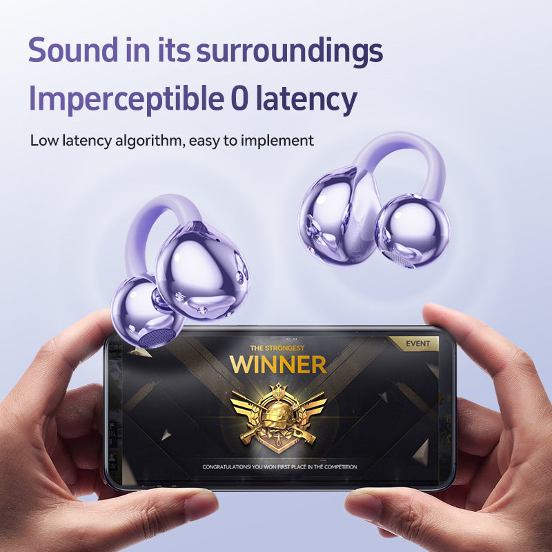 Ear Clip Sports Earphones Hi-Res Audio Lossless Sound Quality Wireless Earbuds with Spatial Stereo Sound and HD Voice Call